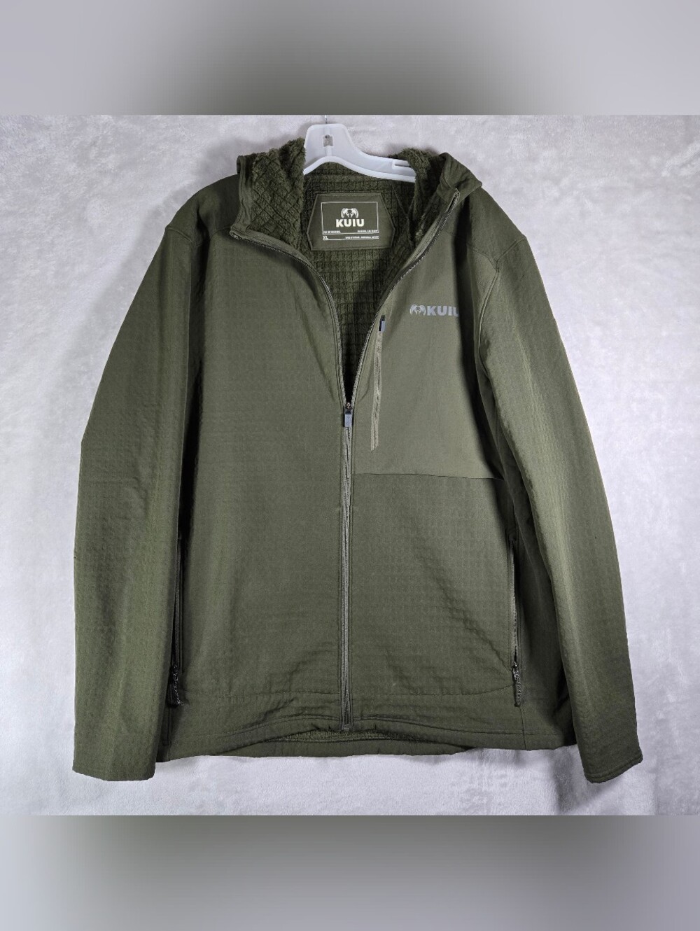 KUIU Blockfield Fleece Hoodie Mens Size XL Extra Large Dark Sage Green Full Zip
